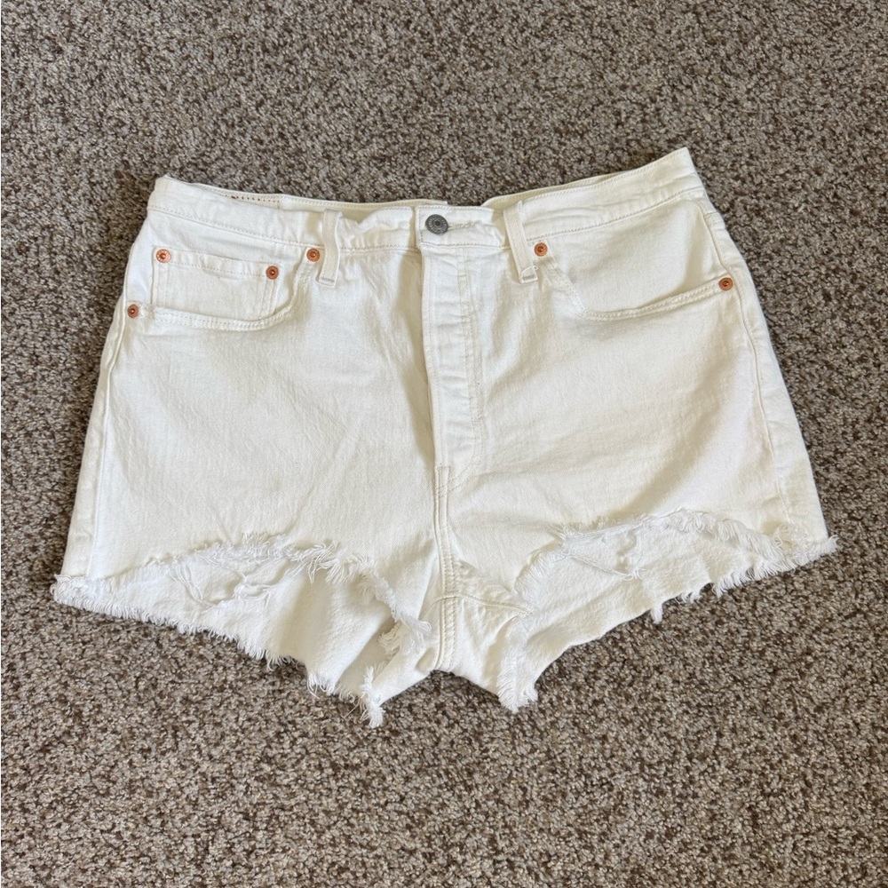 Levi 501 Women's White Denim Shorts